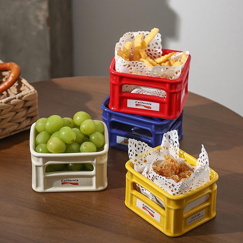 2025 Creative Ceramic Snack Bowl Living Room Home Fruit Bowl Cafe Snack Basket Popcorn French Fries Bowl