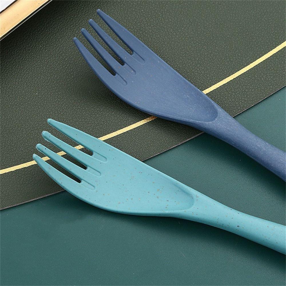 With Case Camping Utensil Set Wheat Straw Camping Spoon Fork Travel Utensils  Daily Use