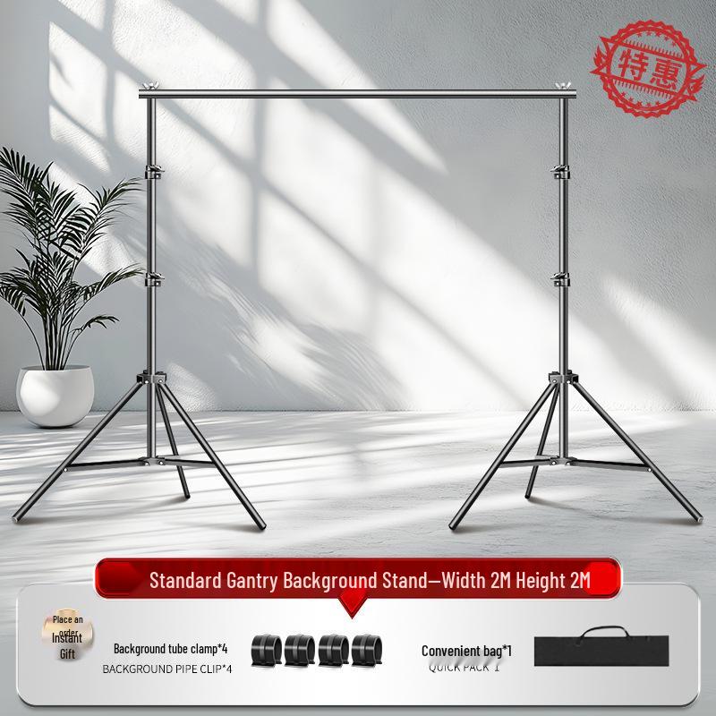 2x3 Meter Photography Background Stand with Black Light-Absorbing Cloth, Studio Props, and White Cloth for Shooting