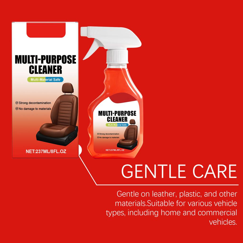 Car interior cleaning spray, leather seat and headliner deodorizer, cleans, no,rinse, easy,to,wipe stain remover, 237ml