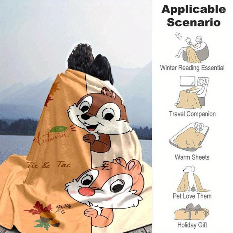 1pc Chip and Dale Printing Blanket - Soft, All-Season Throw for Living Room, Bedroom,Personalized Gift with Adorable Cartoon Design