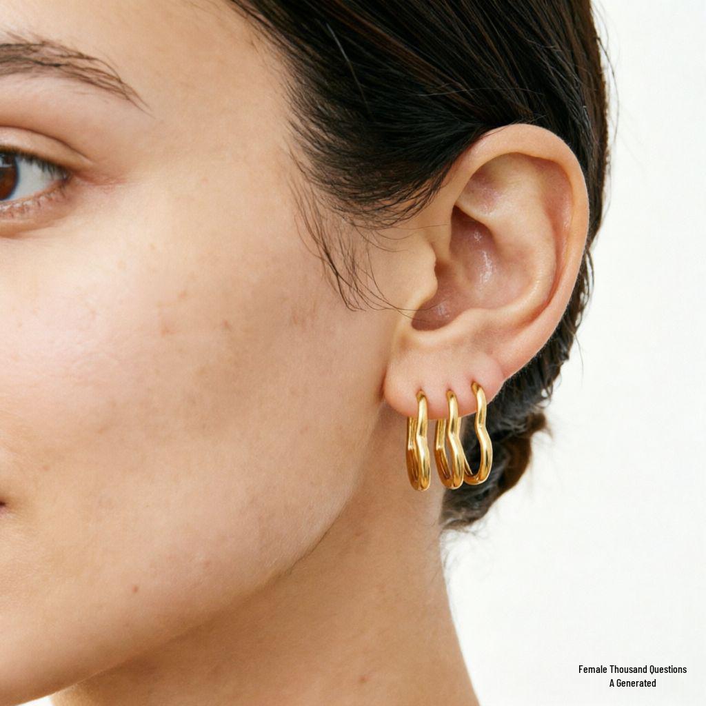 Korean Style Stainless Steel Cross-border Hoop & Stud Earring Set - Niche Elegant Titanium Steel Earrings for Commute.
