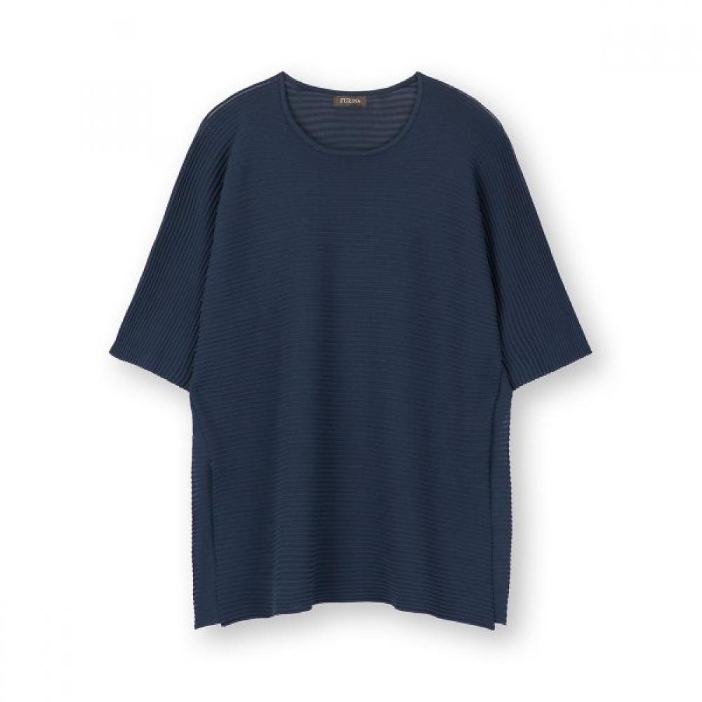 Furina Oversized Cooling Rayon Span Side Ruffle Tee navy/FREE