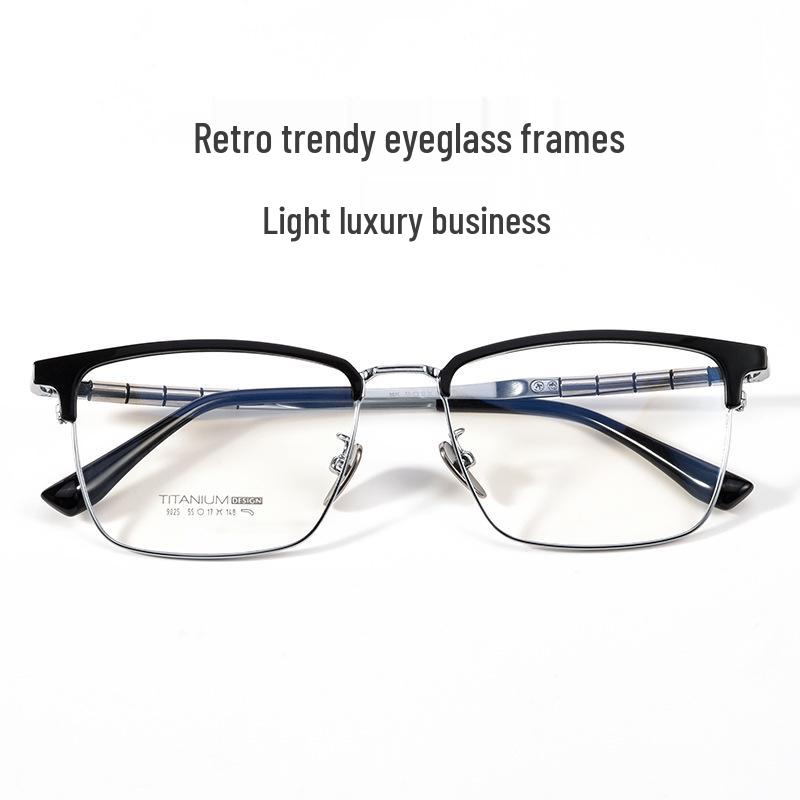 

9025T Semi-Titanium Retro Eyebrow Glasses with Bamboo Joint for Men s Prescription