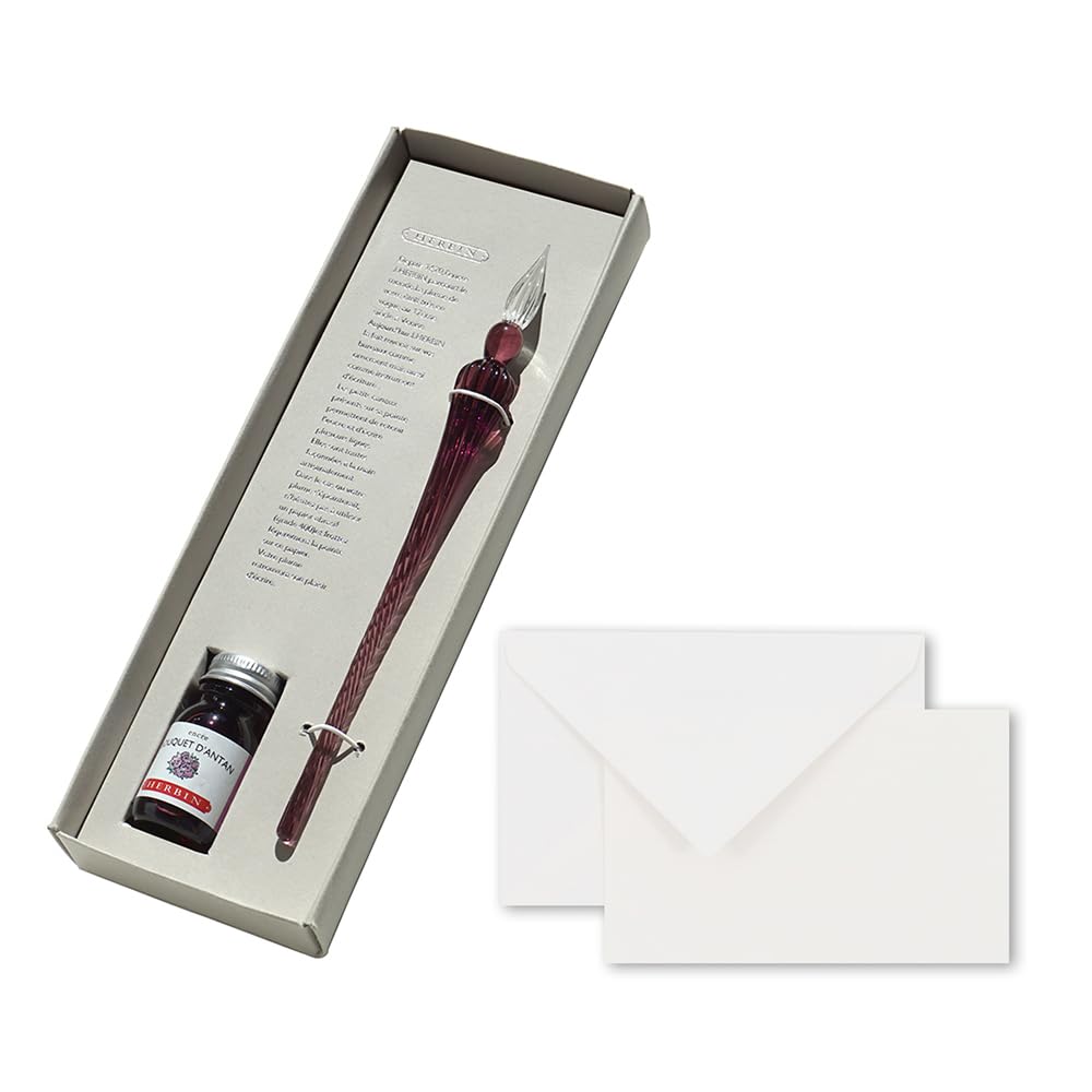 

[A traditional French brand established in 1670] Herbin Glass Pen [Handcrafted] Tsumugi Purple & Mini Ink Antique Bouquet (10ml) Set HERBIN G.LALO wit
