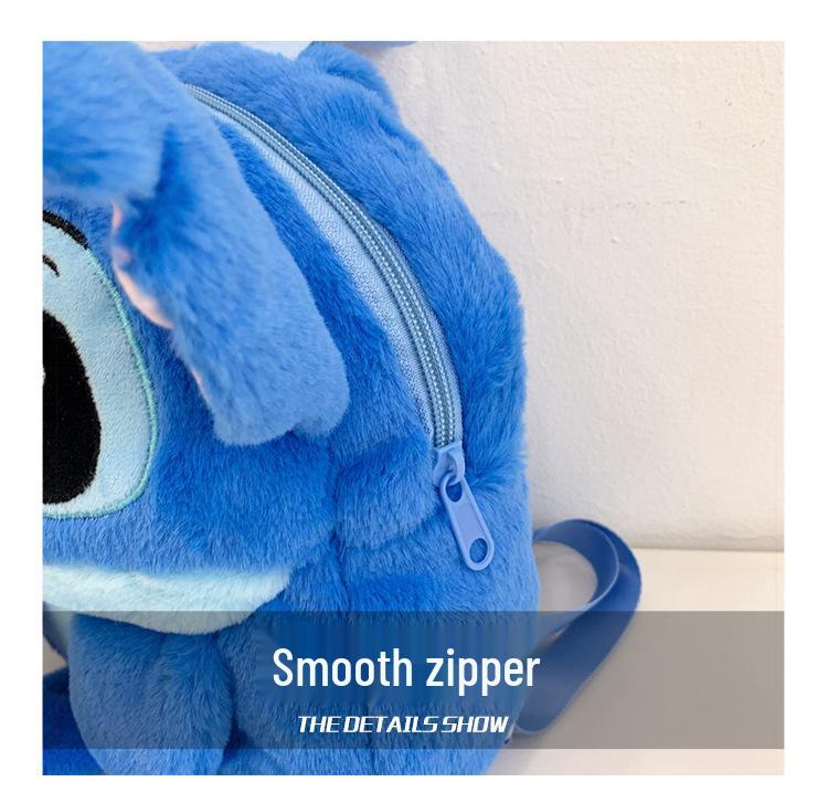 Stitch Cartoon Plush Doll Backpack - Cute & Fluffy Bag for Girls