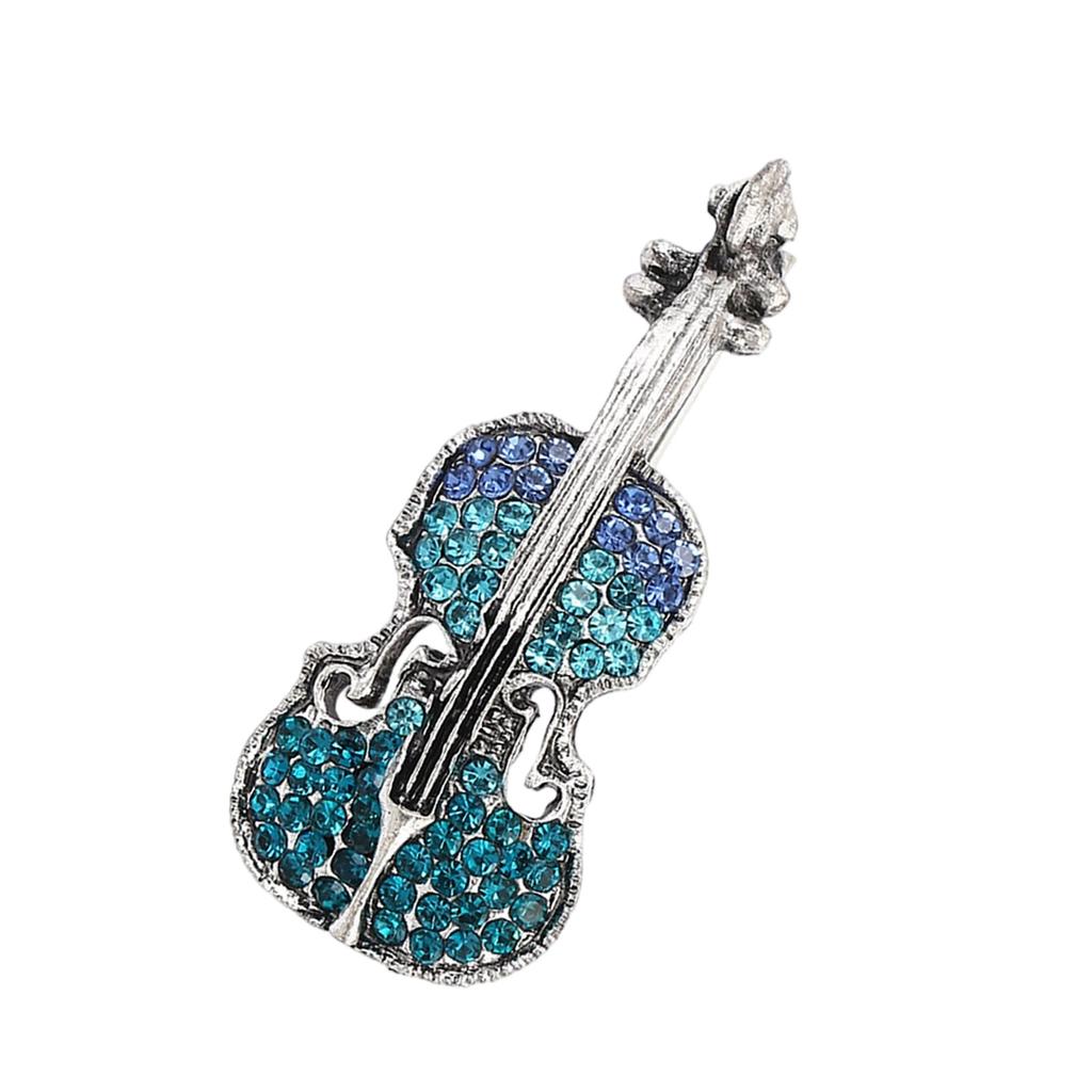 Elegant Vintage Violin Brooch Musical Instrument Jewelry Accessory for Trendy Women Men Alloy Rhinestones Gifts