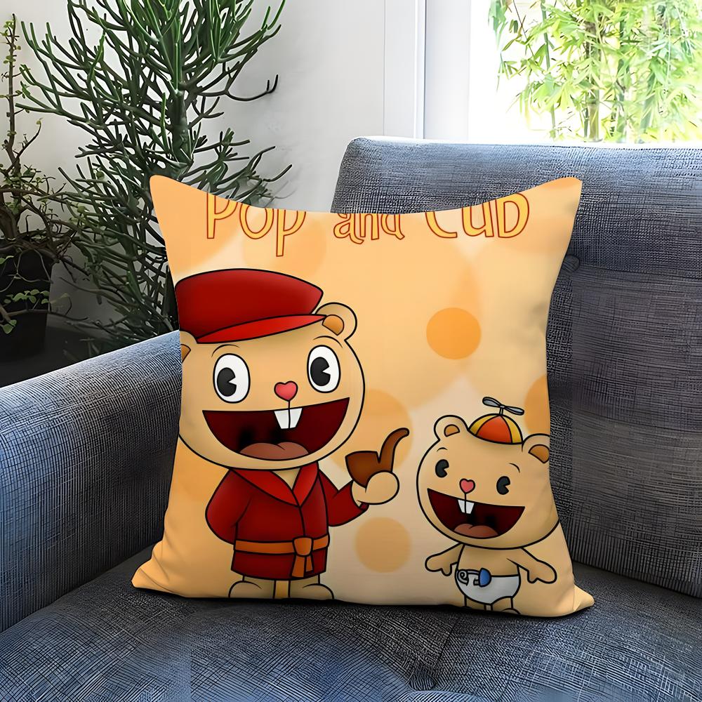 Anime Happy Tree Friends Cushion Cover Comfortable Reversible Pillow Cover Ideal for Car Sofa Bedroom & Beyond