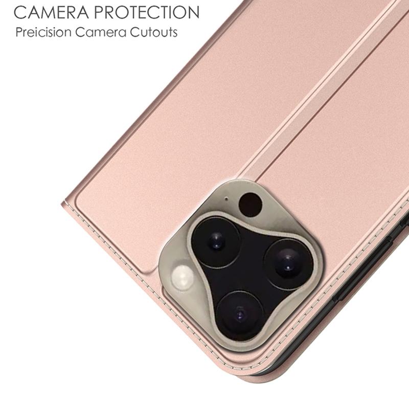 For iPhone 16 Pro Case Card Holder Stand Shockproof TPU PU Leather Phone Cover