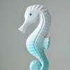 Wooden Seahorse Ornament with Round Base Rustic Seashell Starfish Seahorse Figurine Home Coastal Beach House Decoration