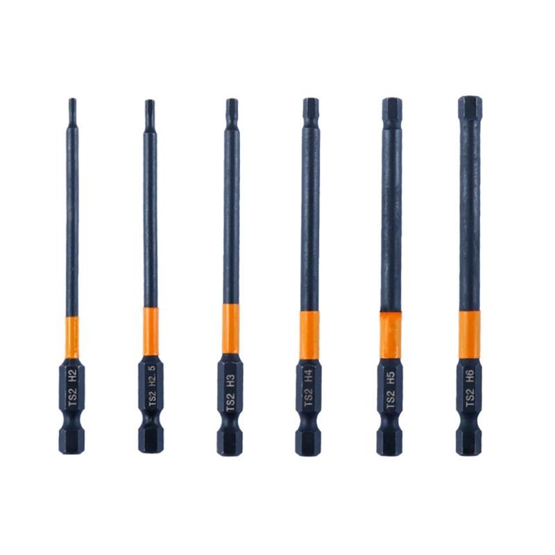 6/7Pcs Allen Wrench Drill Bit Set Impact Hex Head Screwdriver Bit Set 1/4inch Hex Shank Hex Bit Maintenance Tool
