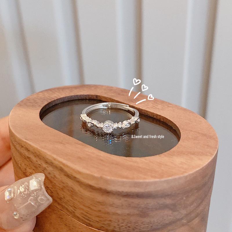 S925 Sterling Silver Filigree Diamond Korean Style Open Ring for Women - Trendy, Versatile, Niche Design, Fashionable Index Finger Ring Adjustable Open Ring