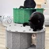 Large Felt Pet Nest Tunnel Cat Bed - Removable Scratching Board Teaser Toy for Small Medium Pets