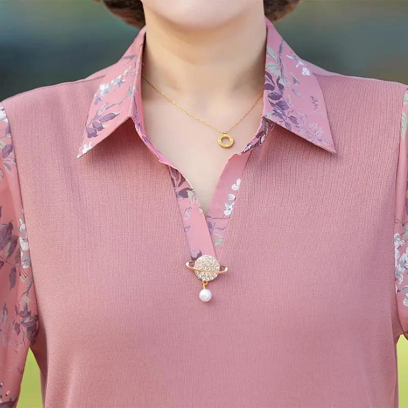 Mütter Frühlings-/Herbstkollektion: Langarm-T-Shirt, Elegantes Freizeit-Oberteil für Frauen mittleren und höheren Alters, Übergröße