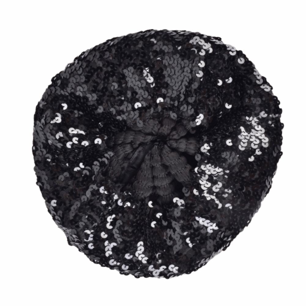 Solid Color Shining Beret Hat Chic Shiny Painter Hat Trendy Women's Sequin Beret Night Club