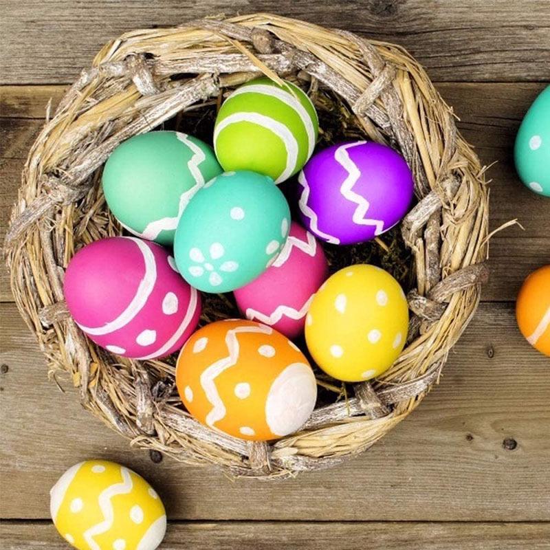 20Pcs Wooden Easter Eggs Set for Painting - DIY Wood Eggs for Easter Decor Party Favors Kids Painting Dyeing Decorating Games