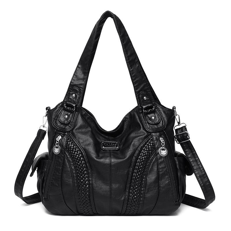 

Ретро мягкая кожа вымытая кожа сумка-локомотив новая трендовая наплечная сумка через плечо женская сумка чёрный