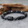 Pulseira Única Doze Constelações Homens Mulheres Pedra Vulcânica Natural Ônix Hematita Contas Cura Pulseira Lazer Casal Joias