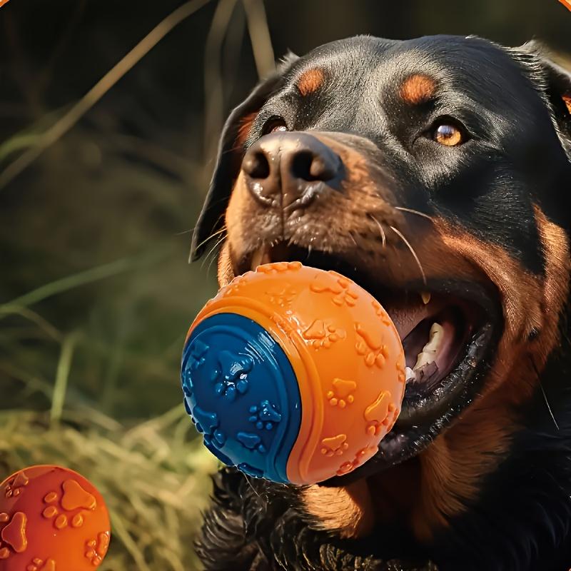 Striped Squeaky Dog Balls, Durable Chew Toys for Dental Health & Training, Non-Toxic, Bite-Resistant, All Breed Sizes, No Battery Needed