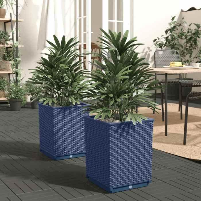 VidaXL Planters 2 Pcs, Flower Boxes, Plant Pots, Flower Boxes Garden Terrace Patio Outdoor, Blue Grey 30x30x37 364180
