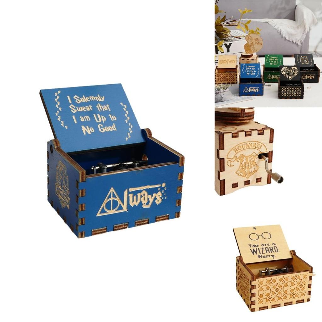 Vintage Harry Potter Hand-crank Music Box Exquisite Wooden Miniature Gift For Couples
