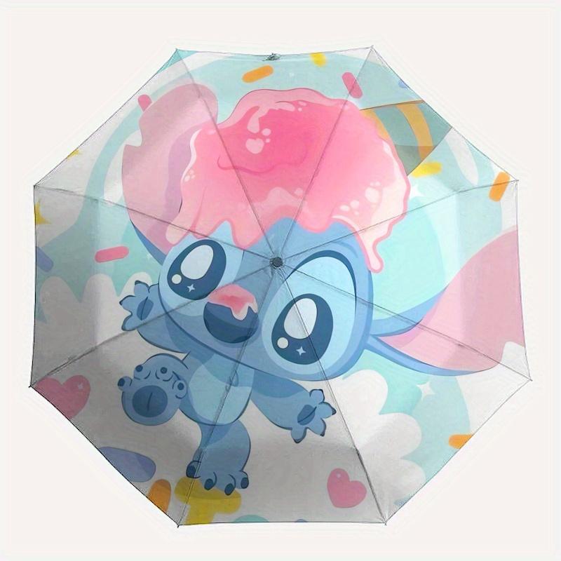 Stitch,Cute Themed Automatic Opening and Closing Folding Umbrella, Reinforced 8 Ribs, Compact Travel Design, Fashionable Folding Umbrella, V