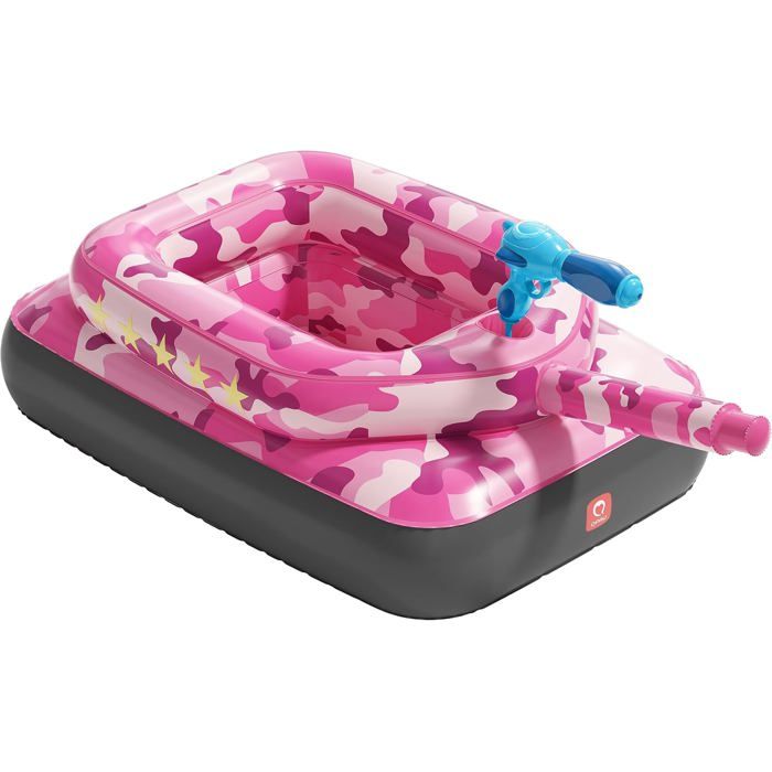QPAU Flotteur de Piscine Enfant avec Canon à Eau, Jouet Gonflable Épais 0,35 mm, 3-6 Ans