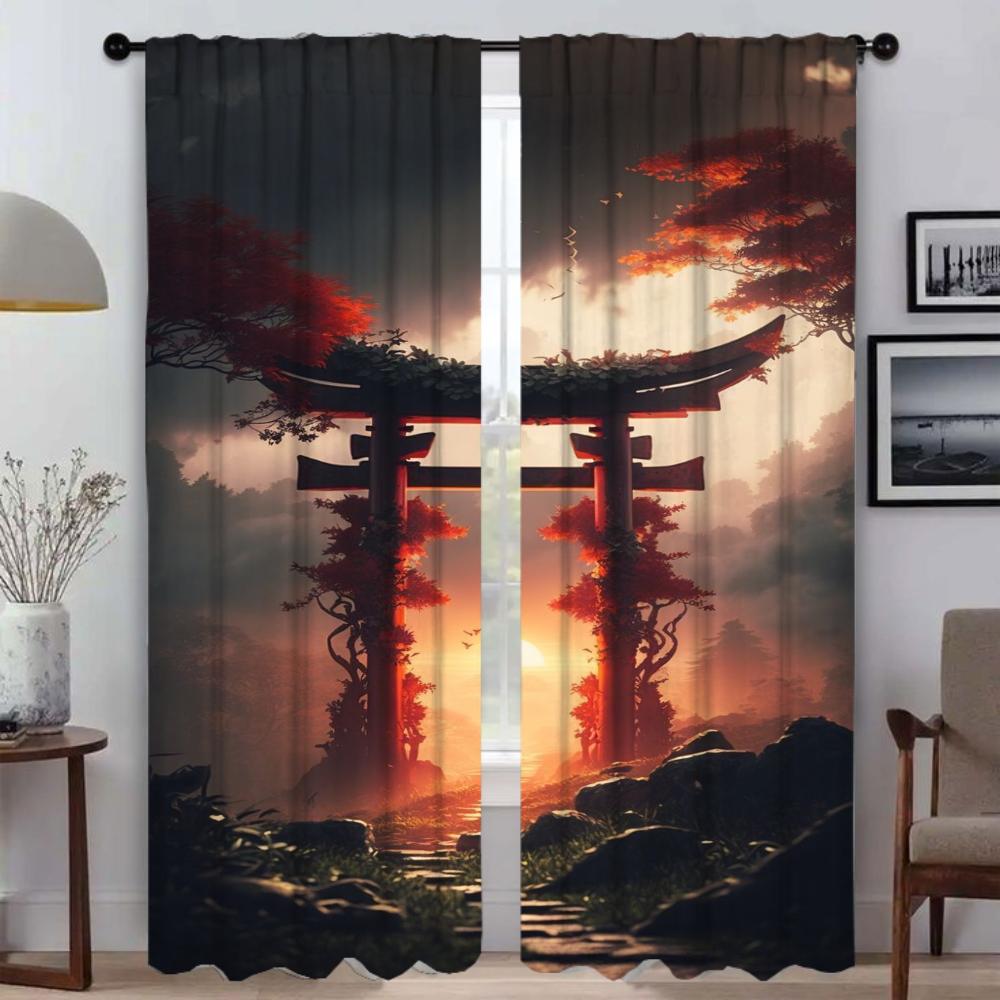 

Шторы для гостиной Шторы для комнаты 2 панели Японский стиль Шторы Хэллоуин Украшение Раздел Домашний интерьер Шторы Ребенок W50xH70cmx2pcs-CL