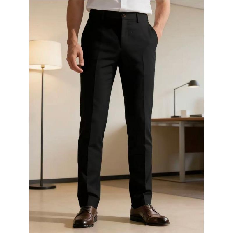Mens White Straight Leg Formal Dress Pants