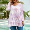 Women's Fashion Large Size Round Neck Long Sleeve Casual Print Loose Pullover Top