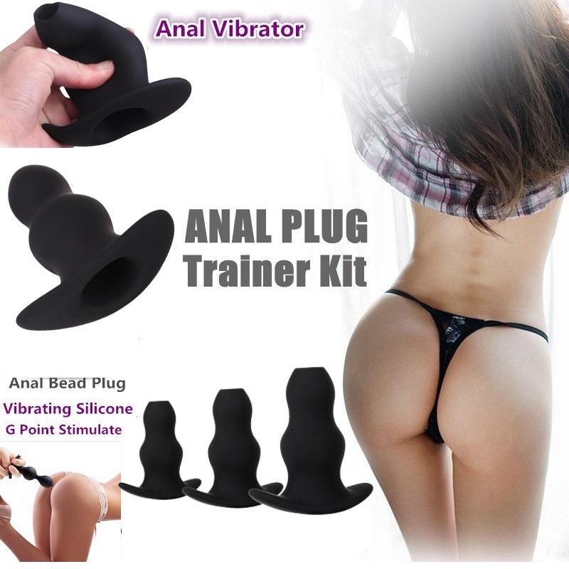 Hollow Design of the Anal Bead Plug Vibrator Soft Silica Gel Plug Sex Toy