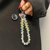 Luxury Bling Crystal Love Heart Pendant Beaded Strap For iPhone Bag Key Bag Girl Phone Chain Bracelet Hanging Ring Cord Jewelry