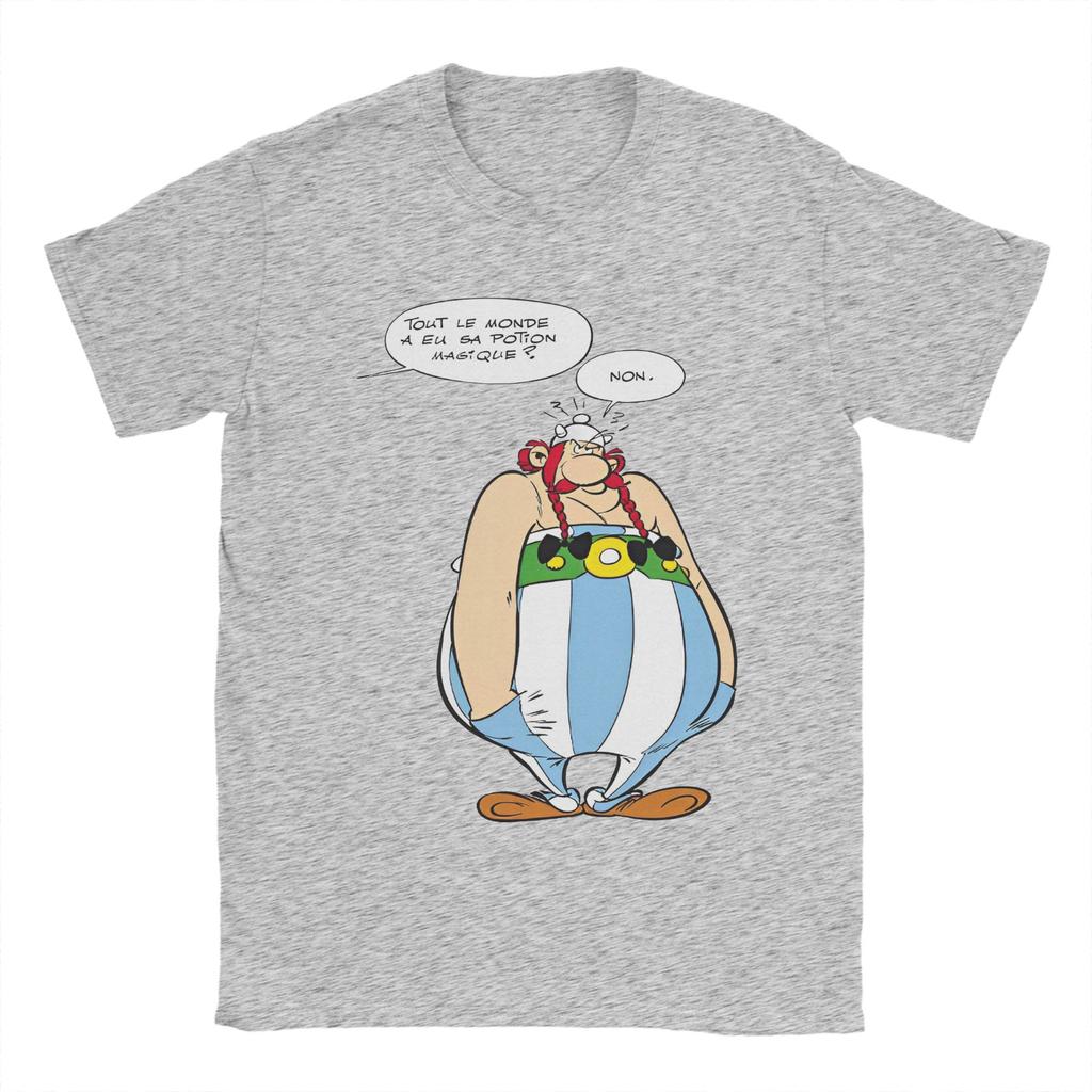 Men's Asterixes Speach Bubbles T Shirts Cartoon Obelixes 100% Cotton Tops Unique Short Sleeve Crewneck Tee Shirt Summer T-Shirt