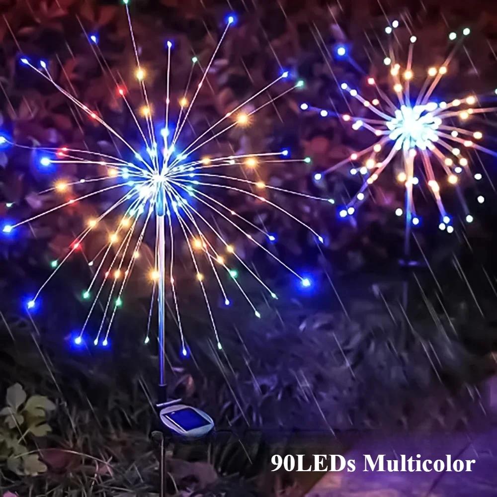 Solar Garden Lights Firework Lights Outdoor Leds-IP65 Waterproof with 8 Lighting Modes Fairy Light for Garden Christmas Wedding