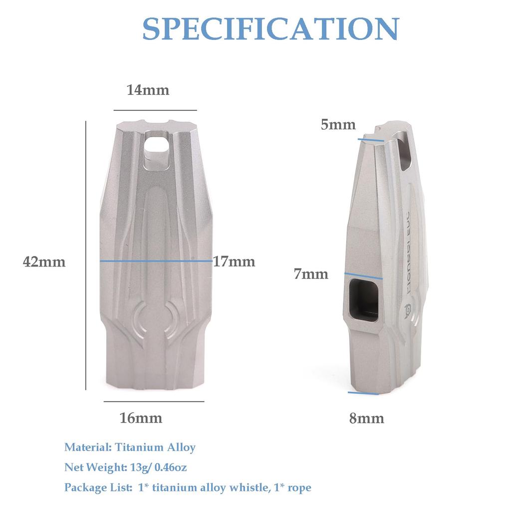 Hamans Emergency Whistle Titanium EDC Portable Whistle Up To 120 Decibels Loud Sound Survival Whistle Keychain for Survival Hiking Camping Pet