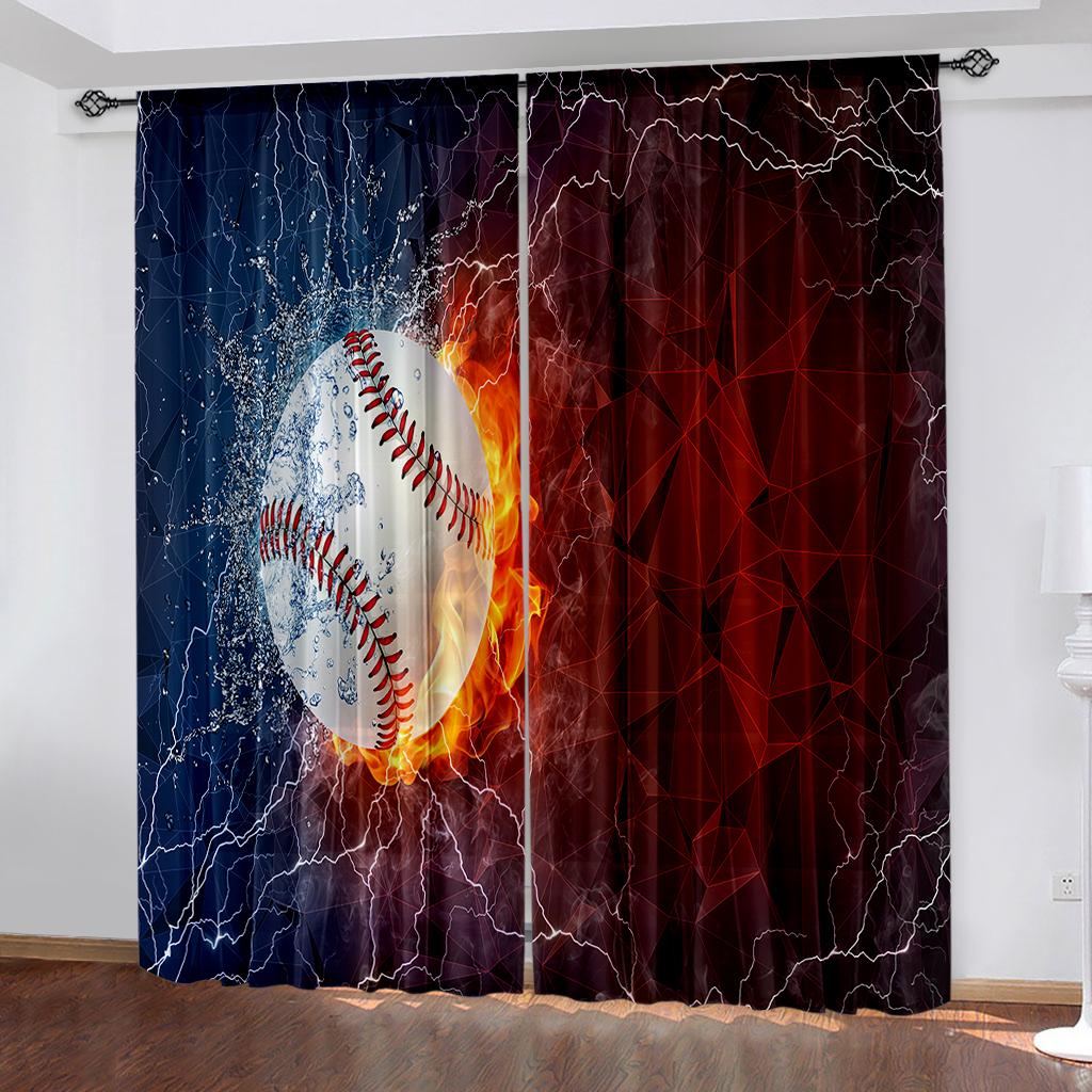 Cool ball curtain football basketball football baseball, a set of two pieces, home bedroom living room curtain