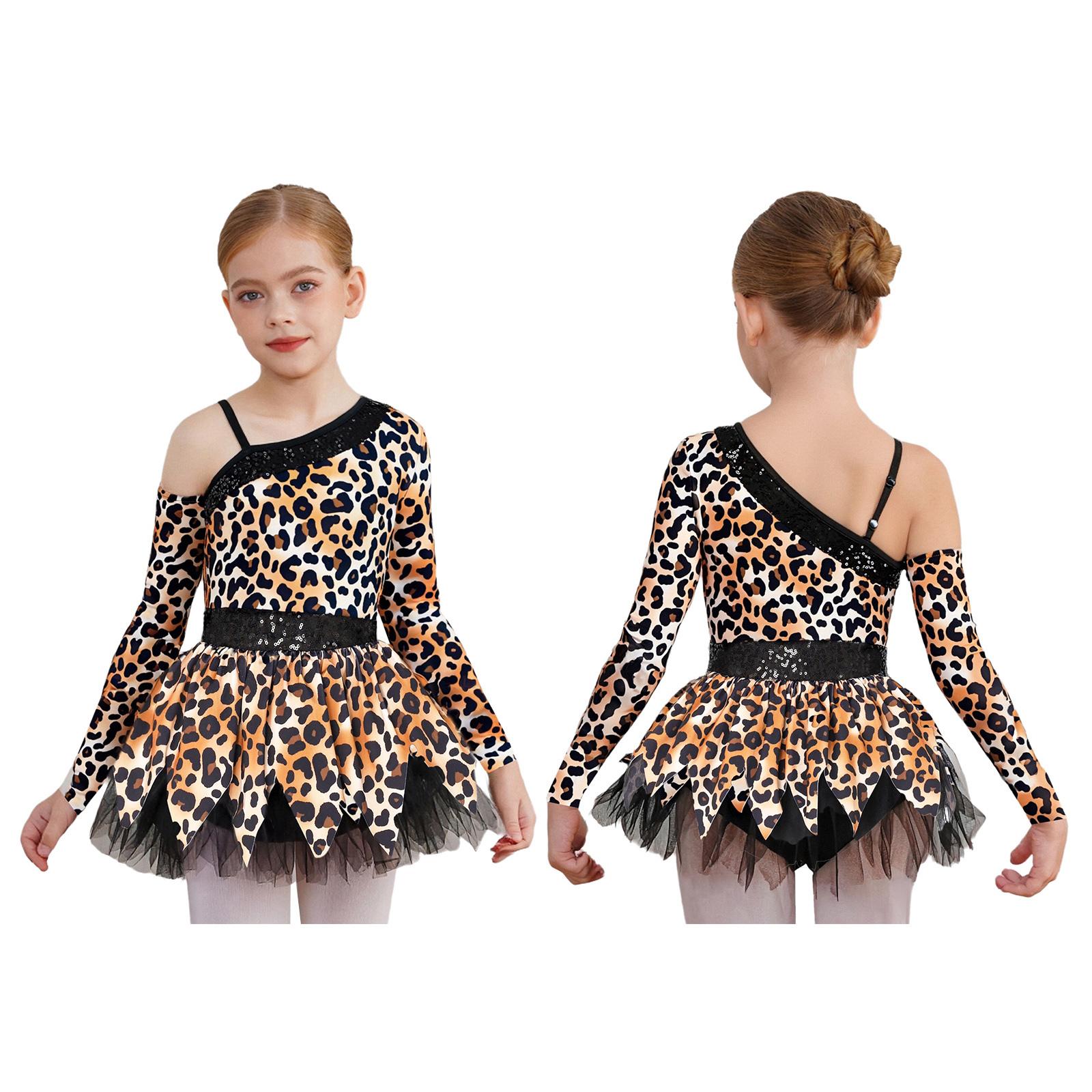 

Girls Tribal Cosplay Costume Primitive Dress Sequins Details One Sleeve Design Puffy Silhouette Built In Briefs Dress Up 11-12 Years чёрный