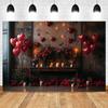 Romantic Valentine's Day Red Rose Love Candle Photography Banner Background, Indoor Scene Couple Photo Shooting Studio Backdrop