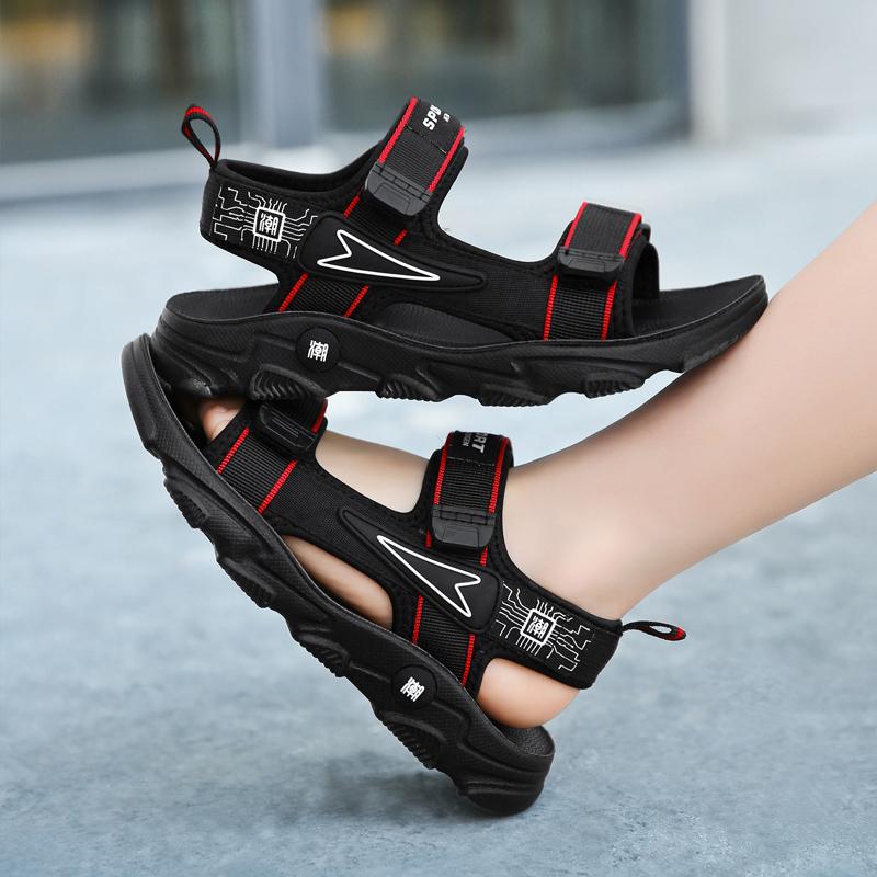 Детская противоскользящая износостойкая модная легкая уличная пляжная обувь на липучке — фото 4