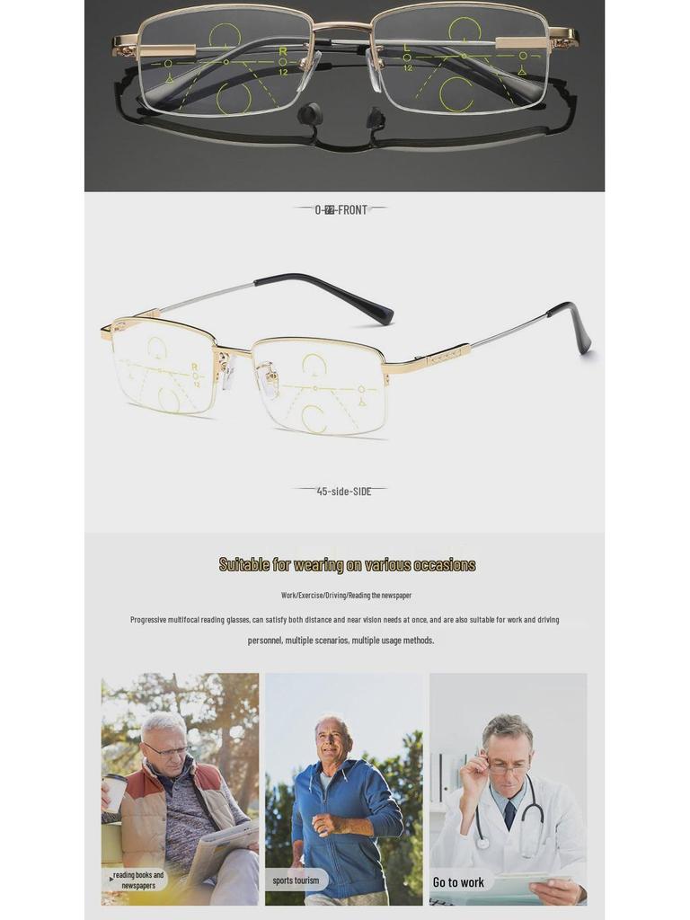 Smart Progressive Multifocal Reading Glasses - Anti-Blue Light, High-Definition for Men & Women