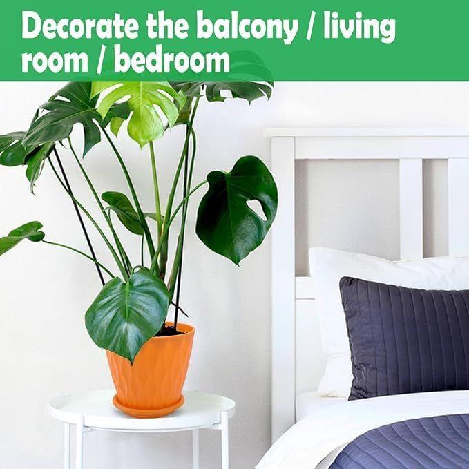 6.3 Inch Flower Pots for Home Decoration, Indoor Plant Pots, Gardening Pots for Plants, Plastic Flower Pots for Garden Plants (Orange)