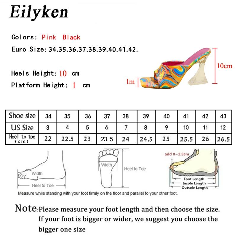 Eilyken Camouflage Transparent Strange High Heels Woman Slippers Sandals Square Toe Mules Lady Pumps Slides Size 35-42