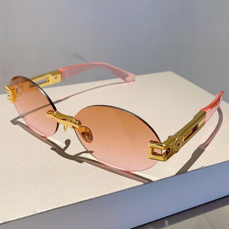 Bezramkowe Owalne Okulary Przeciwsłoneczne Damskie Stylowe Gradientowe Soczewki Oceaniczne Okulary Nowe Ins Modny Vintage Design Marki Lady Shades