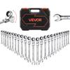 Flex-Head Ratcheting Wrench Set, 24-Piece SAE and Metric, 72 Teeth, Cr-V Steel Ratchet Flexible Combination Wrench Set with Storage Case