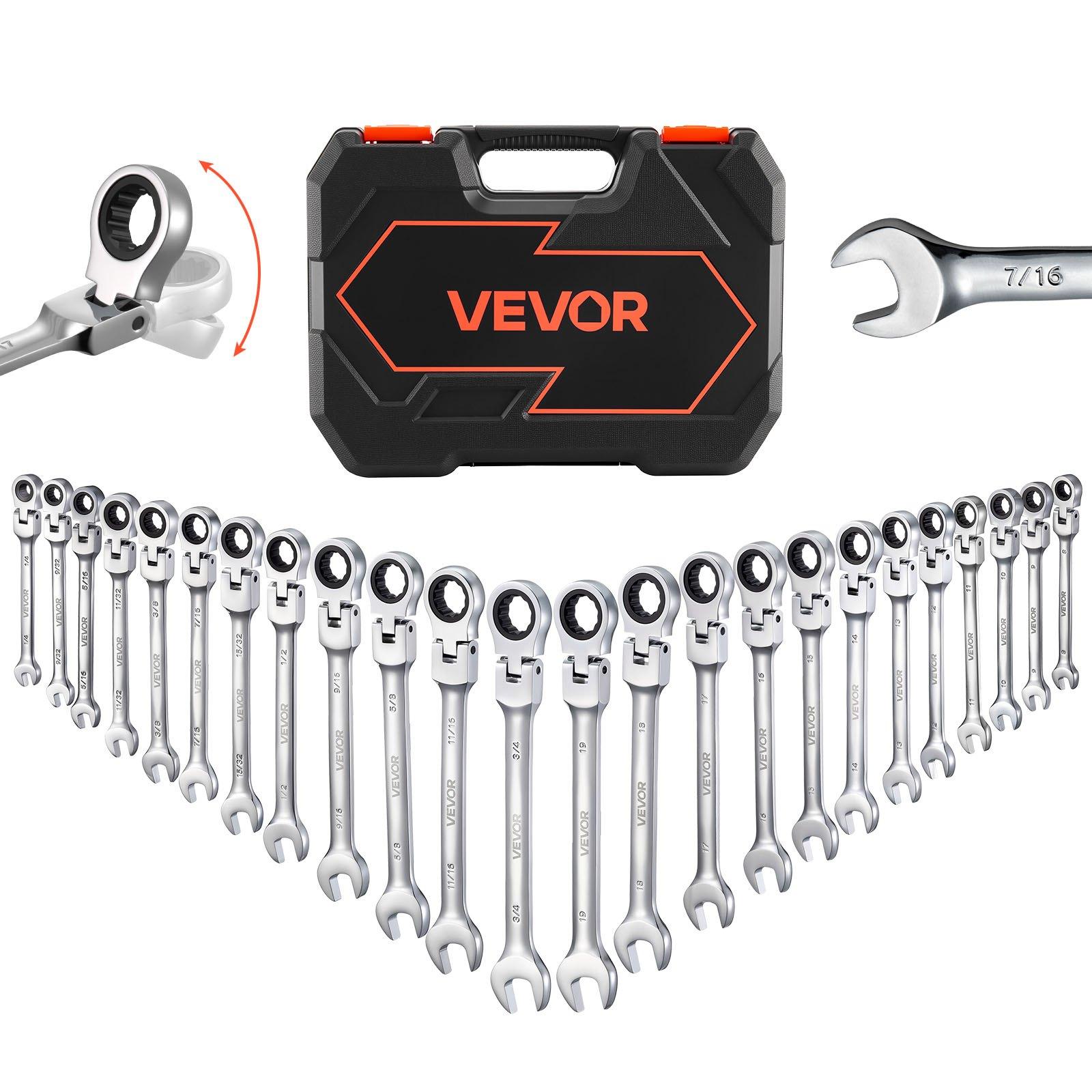 VEVOR Flex-Head Ratcheting Wrench Set, 24-Piece