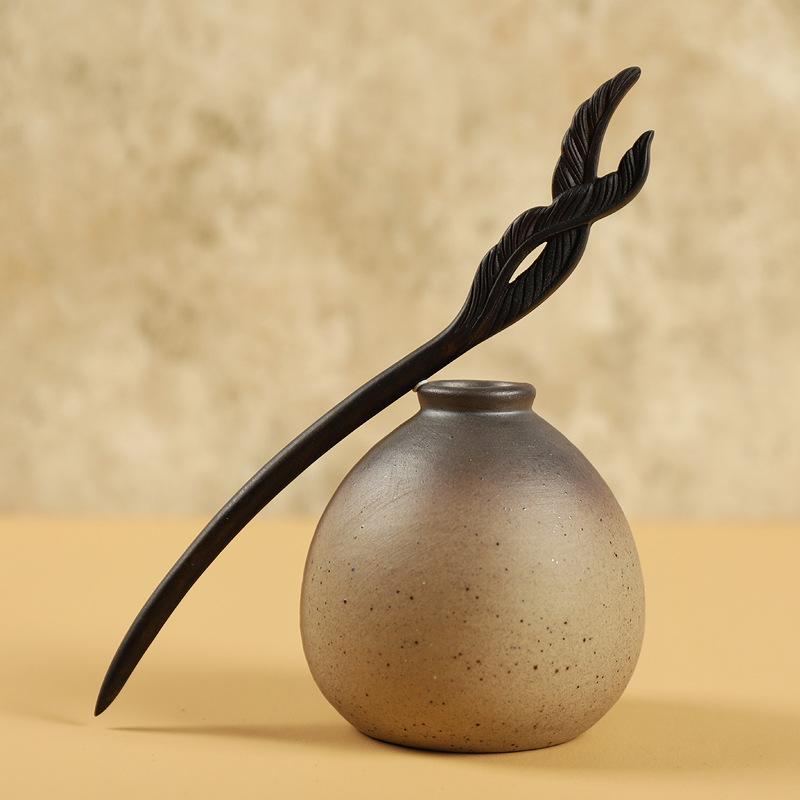 Antike Haarnadel Shen Guibao Ebenholz Haarnadel Geschnitzte Perlen Haarnadel Cheongsam Hanfu Accessoires Tägliche Scheibe Haar Kopfschmuck