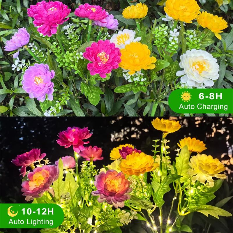 Solar Powered Flower Lights,7 Heads Snow Lotus Solar Flower Lights for Outdoor Lawn Lights for Outdoor Solar Garden light