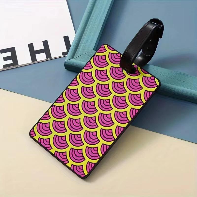 Trendy Soft Rubber Luggage Tag: Colorful Geometric Camouflage Polka Dot Pattern, Wear-Resistant & Waterproof Travel Essential.