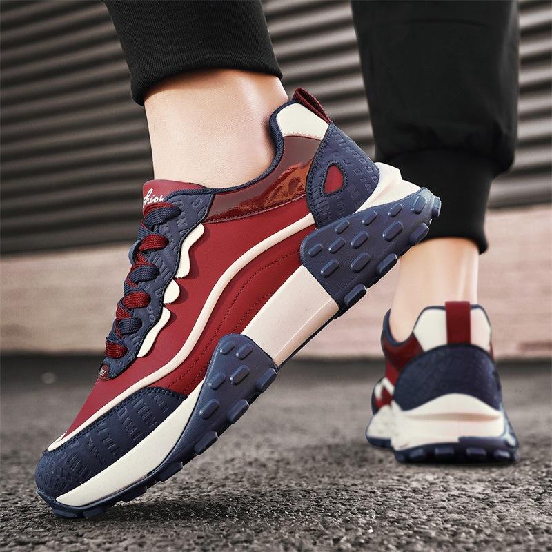 

Autumn and winter new men s thick-soled heightening dad shoes men s low-top contrasting color wear-resistant sports and leisure trendy shoes men s 39