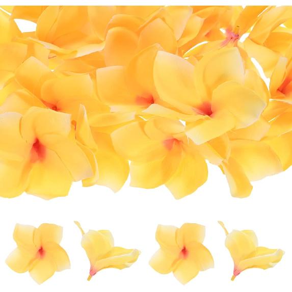 10-Pack Artificial Plumeria Flowers, Fake Silk Heads Flower Hawaiian Plumeria Petal for DIY Crafts/Dress/Wedding/Party Decoration [Champagne+Red,
